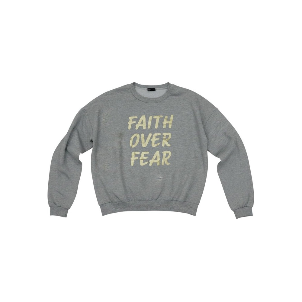 rue21 Sweatshirt Womens XL Gray NEW Faith Over Fear Gold Graphic Pullover